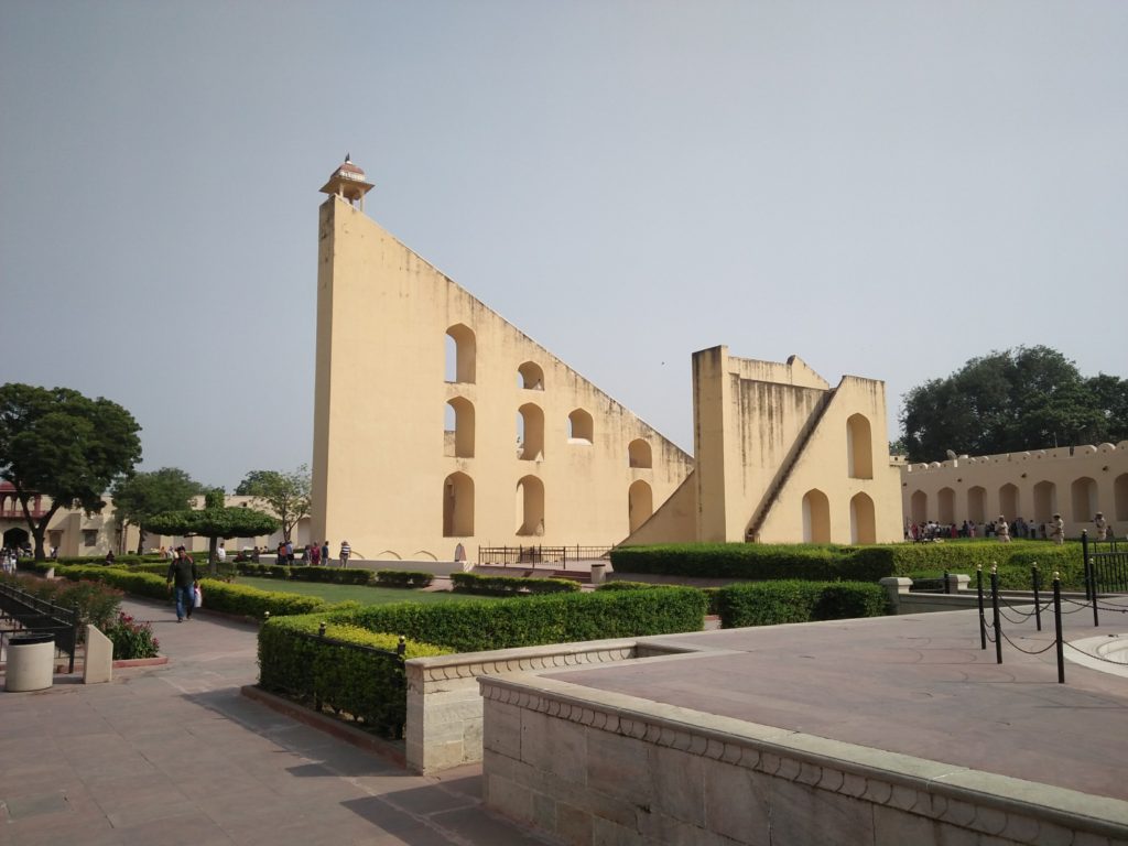 This funky-looking building is actually the world's largest stone sundial, located in Jantar Mantar, a collection of a variety of astronomical instruments.  I thought this was particularly cool.