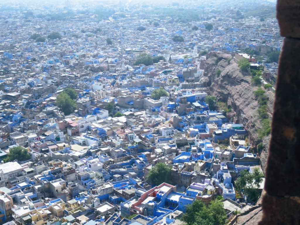 View of the blue city from the fort.  If you look closely, you can see how it got its name.